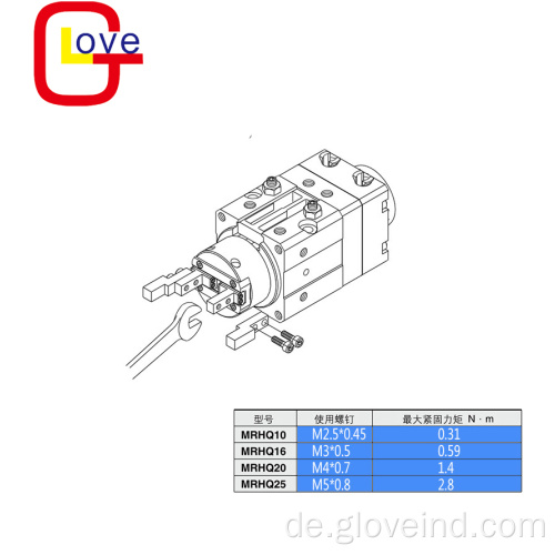 MRHQ Doppeltwirkender Drehgreifer Pneumatischer Zylinder